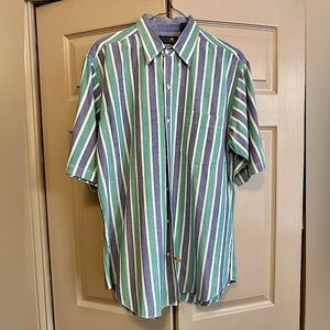 Mark Alexander Cotton Short Sleeve Stripe Button Down Shirt